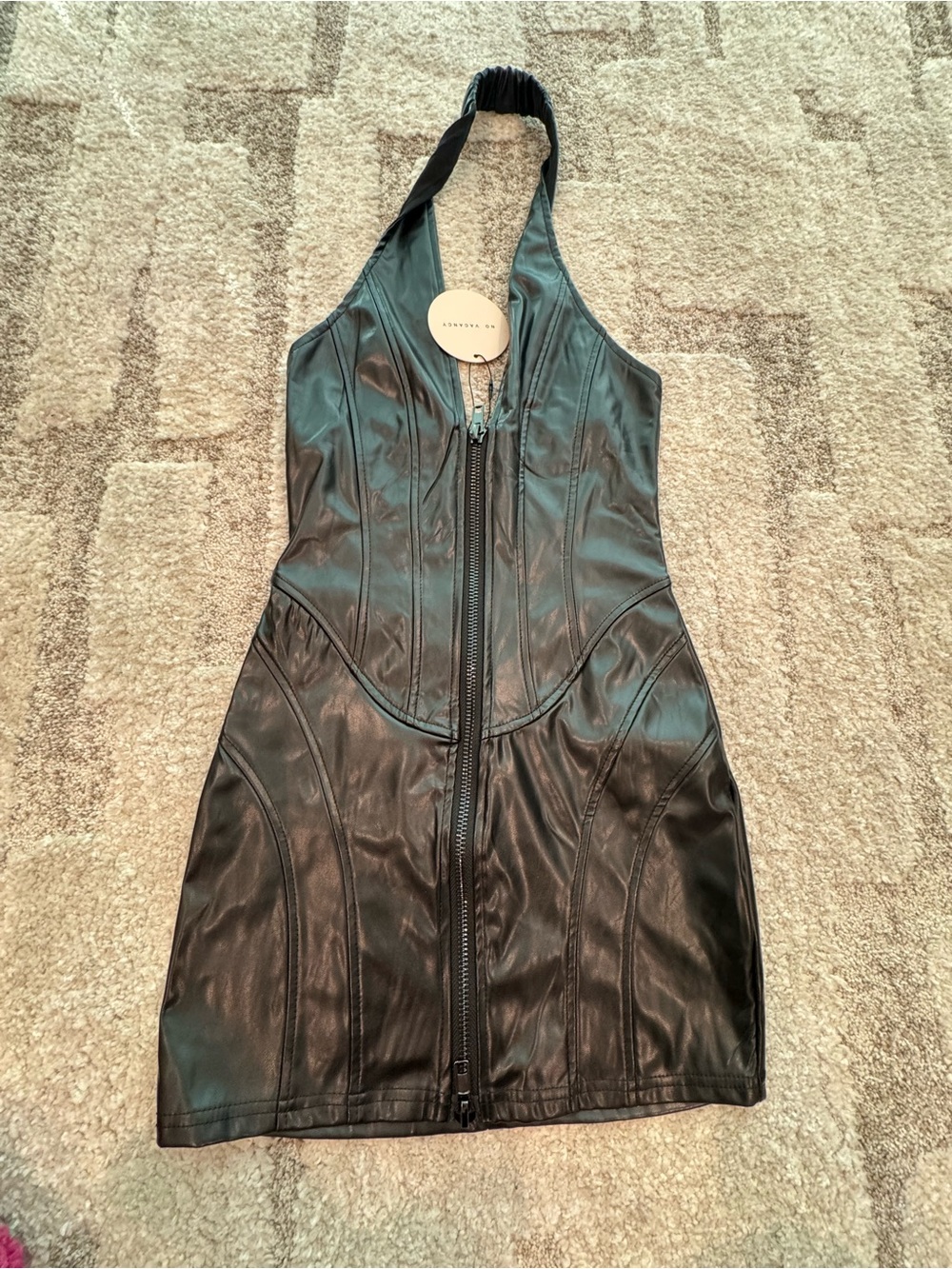 NWT- Pleather Halter Dress